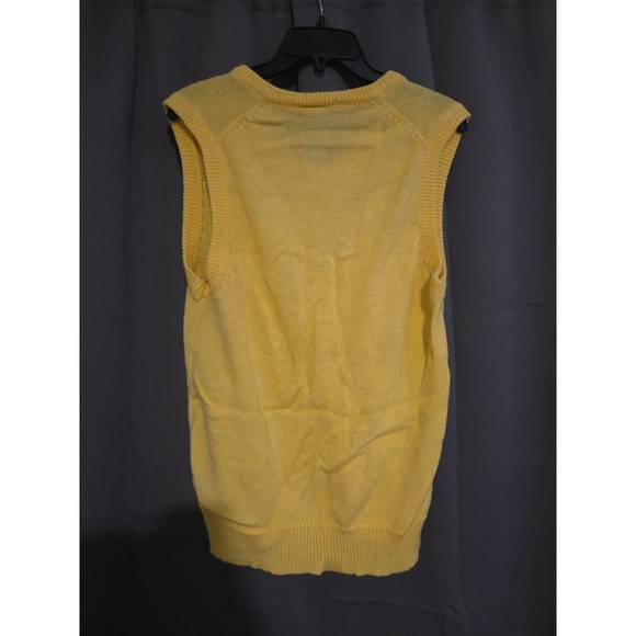 Montgomery Ward Yellow V Neck, Women's XL Sleeveless Sweater Vest, Acrylic - Picture 2 of 5